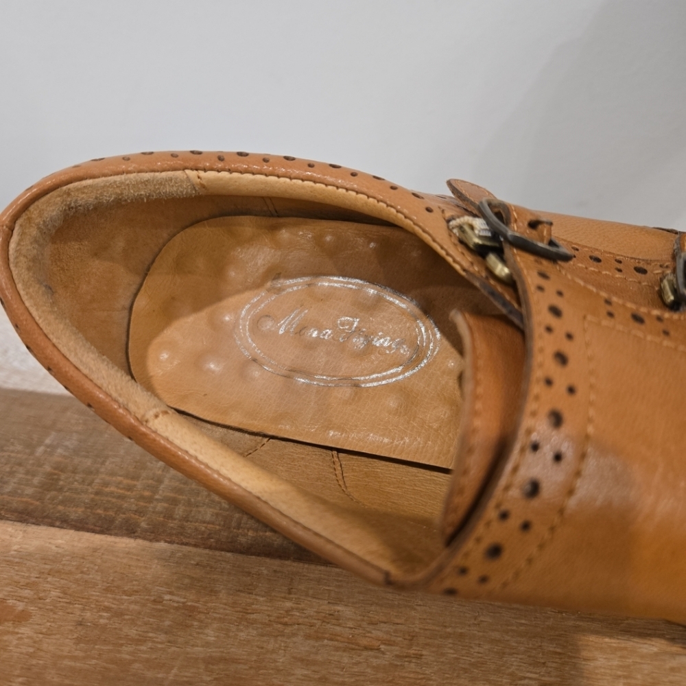 Mona Flying Leather Oxford Leather Wingtip Chestnut Brown Handmade Shoes - Picture 8 of 10